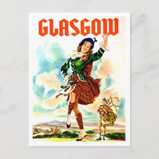 Glasgow, Tanzmädchen in Nationalkostümen, Vintag Postkarte (Vorderseite)