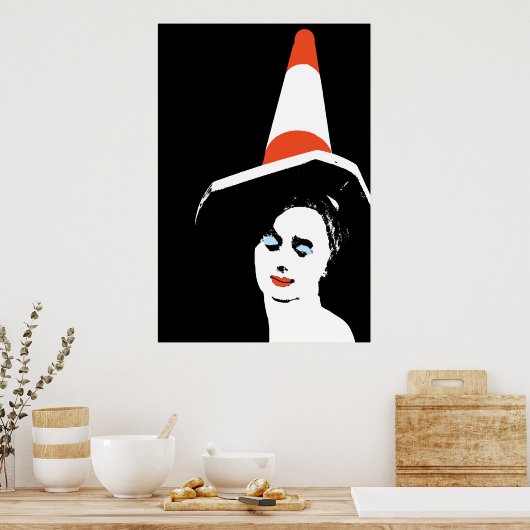 Glasgow Traffic Cone Girl Poster Print (Küche)