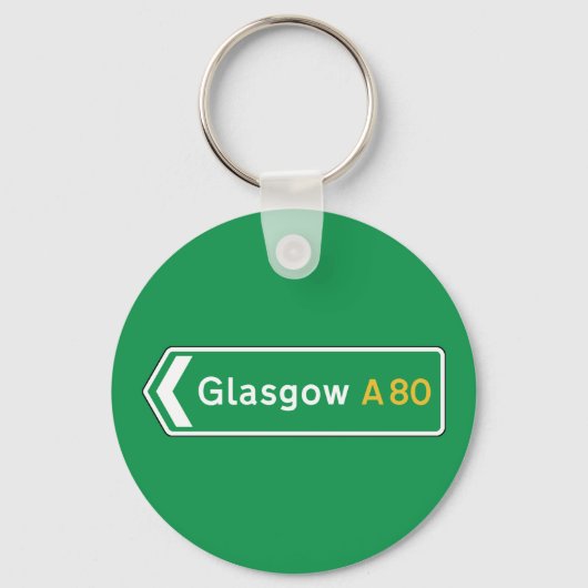 Glasgow, UK Road Sign Schlüsselanhänger (Vorderseite)