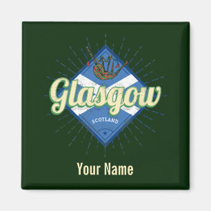 Glasgow UK Stadt Schottland Retro Dudelsack Vintag Magnet