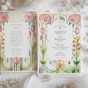 Glasgower Stil Aquarell-Hochzeit Einladung