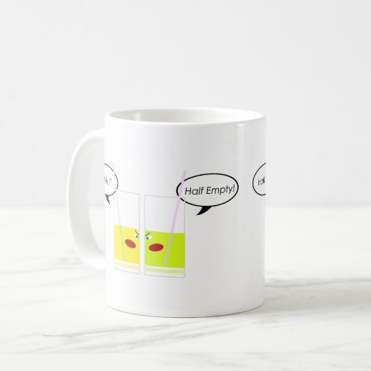 Glashalbvolles gegen Glashalbleeres Kaffeetasse (Vorderseite Links)