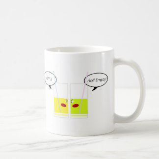 Glashalbvolles gegen Glashalbleeres Kaffeetasse