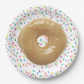Glasierte Donut mit Sprinkles Papierplatte Pappteller (Vorderseite)
