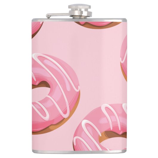 Glasierte Donuts Nahtloser Hintergrund Flachmann (Vorderseite)