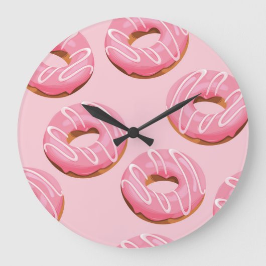 Glasierte Donuts Nahtloser Hintergrund Große Wanduhr (Vorderseite)