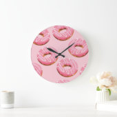 Glasierte Donuts Nahtloser Hintergrund Große Wanduhr (Zuhause)