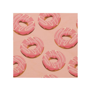 Glasierte Donuts Nahtloser Hintergrund Holzdruck