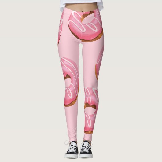 Glasierte Donuts Nahtloser Hintergrund Leggings (Vorderseite)