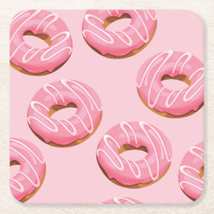 Glasierte Donuts Nahtloser Hintergrund Rechteckiger Pappuntersetzer
