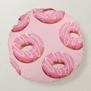 Glasierte Donuts Nahtloser Hintergrund Rundes Kissen