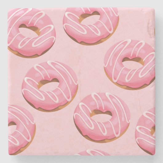 Glasierte Donuts Nahtloser Hintergrund Steinuntersetzer (Vorderseite)