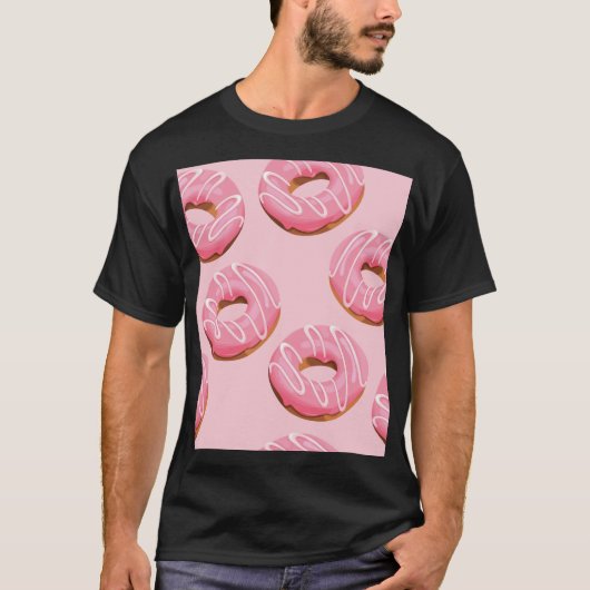 Glasierte Donuts Nahtloser Hintergrund T-Shirt (Vorderseite)