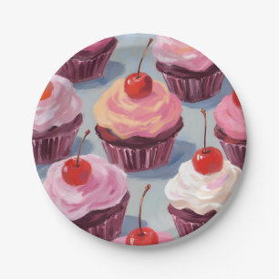 Glasierte Kirsch-Cupcakes   Geburtstagsfeier Pappteller