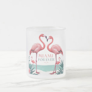 Glasierte Tasse Miami Rosa Flamingos