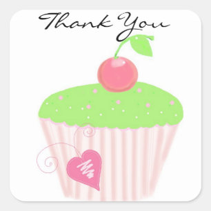 Glasierter Cupcake Danke Quadratischer Aufkleber