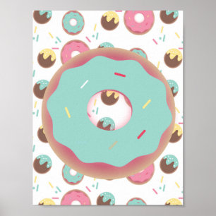 Glasierter Donut 3D Streusel Wandkunst Mix Poster