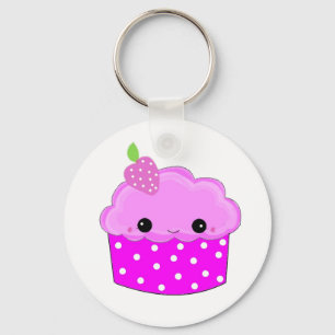 Glasierter lila Cupcake Schlüsselanhänger