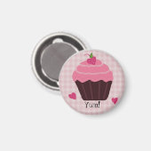Glasierter rosa Cupcake Magnet (Vorderseite/Rückseite)