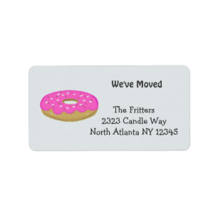 Glasierter rosa Donut Neue Adresse Adressaufkleber