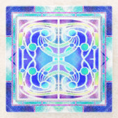 Glaskathodenfenster in Blau Glasuntersetzer (Vorderseite)