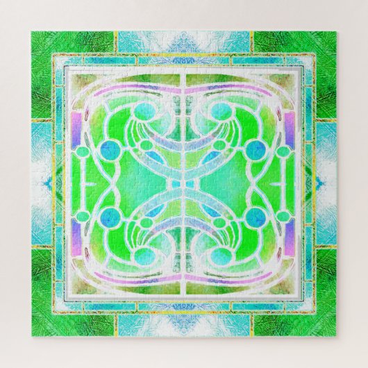 Glaskathodenfenster in Cooler Minze grün Puzzle (Vertikal)