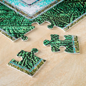 Glaskathodenfenster in Grün und Minze Puzzle (Seite)