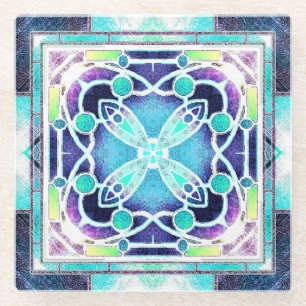 Glaskathodenfenster in Navy und Blau Glasuntersetzer