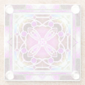 Glaskatholische Fenster in Maroon und Rosa Glasuntersetzer (Rückseite)