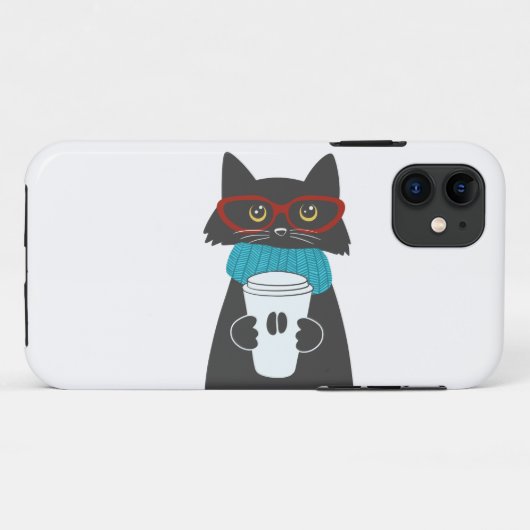 Glaskatze mit einer Tasse Kaffee Case-Mate iPhone Hülle (Rückseite (Horizontal))