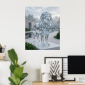 Glaskatze Skulptur Dämmerung Poster (Heimbüro)