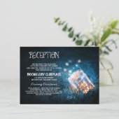 Glaskeramikfliesen Blue Night Hochzeitsempfang Begleitkarte (Stehend Vorderseite)