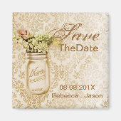 Glaskeramikjar mit Champagner Save the Date Hochze Magnet (Vorne)