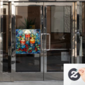 Glaskerzen-Fensterheber Fensteraufkleber (Büro Tür)