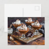 Glasklares, cremiges Schokoladenpudding Feiertagspostkarte (Vorne/Hinten)