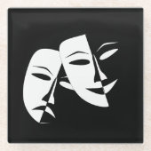 Glaskomödie/tragbarer Schwarz-Weiß-Untersetzer Glasuntersetzer (Vorderseite)