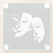 Glaskomödie/tragbarer Schwarz-Weiß-Untersetzer Glasuntersetzer (Rückseite)