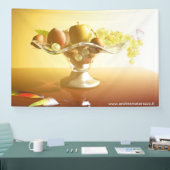 Glaskorb mit Früchten und Batterie Banner (Messe)