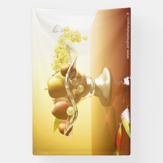 Glaskorb mit Früchten und Batterie Banner (Vertikal)