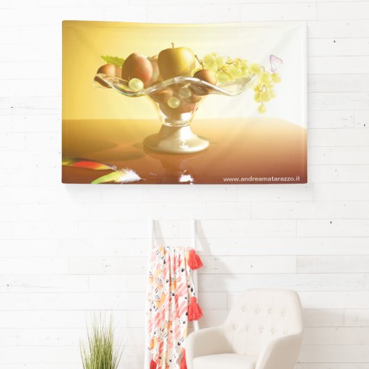 Glaskorb mit Früchten und Batterie Banner (InSitu)