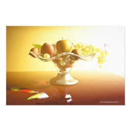 Glaskorb mit Früchten und Batterie Fotodruck