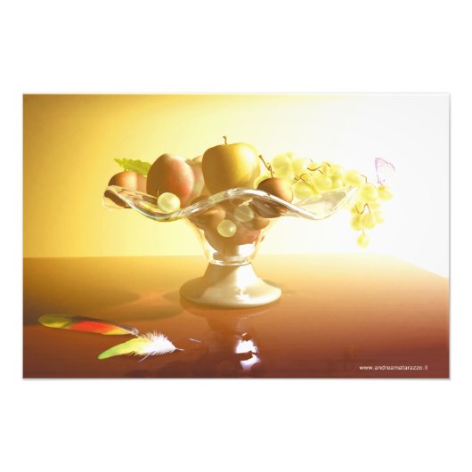 Glaskorb mit Früchten und Batterie Fotodruck (Vorne)