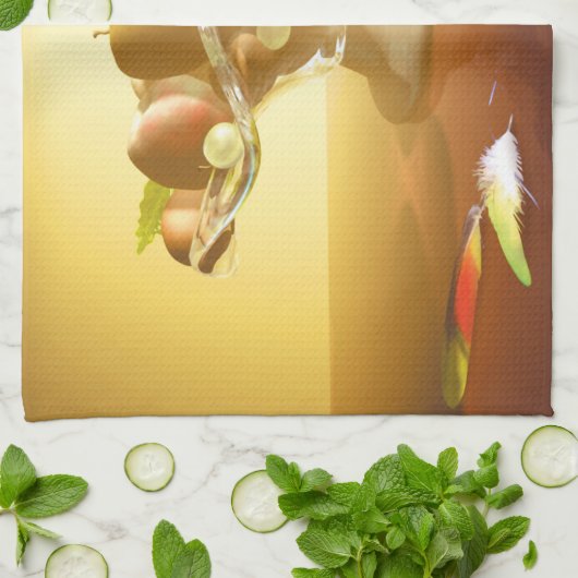 Glaskorb mit Früchten und Batterie Geschirrtuch (Gefaltet)