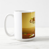Glaskorb mit Früchten und Batterie Kaffeetasse (Links)