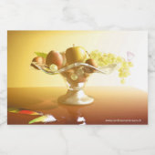 Glaskorb mit Früchten und Batterie Lebensmitteletikett (Einzelnes Label)