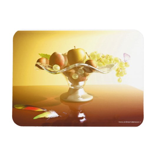 Glaskorb mit Früchten und Batterie Magnet (Horizontal)