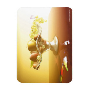 Glaskorb mit Früchten und Batterie Magnet