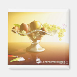 Glaskorb mit Früchten und Batterie Magnet