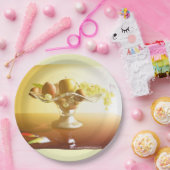 Glaskorb mit Früchten und Batterie Pappteller (Party)