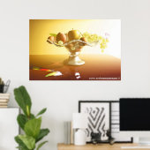 Glaskorb mit Früchten und Batterie Poster (Heimbüro)